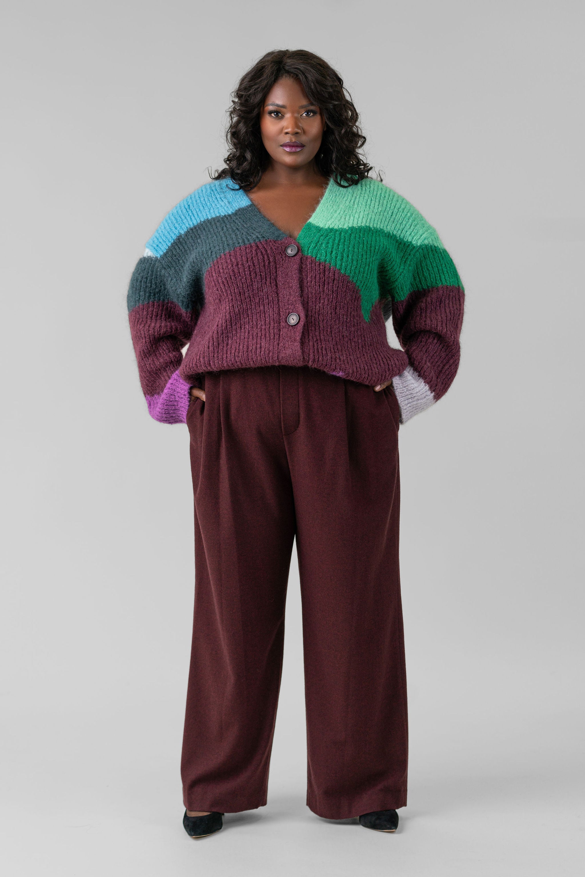 INTARSIA WAVE CARDIGAN plus-size - AMOUR781