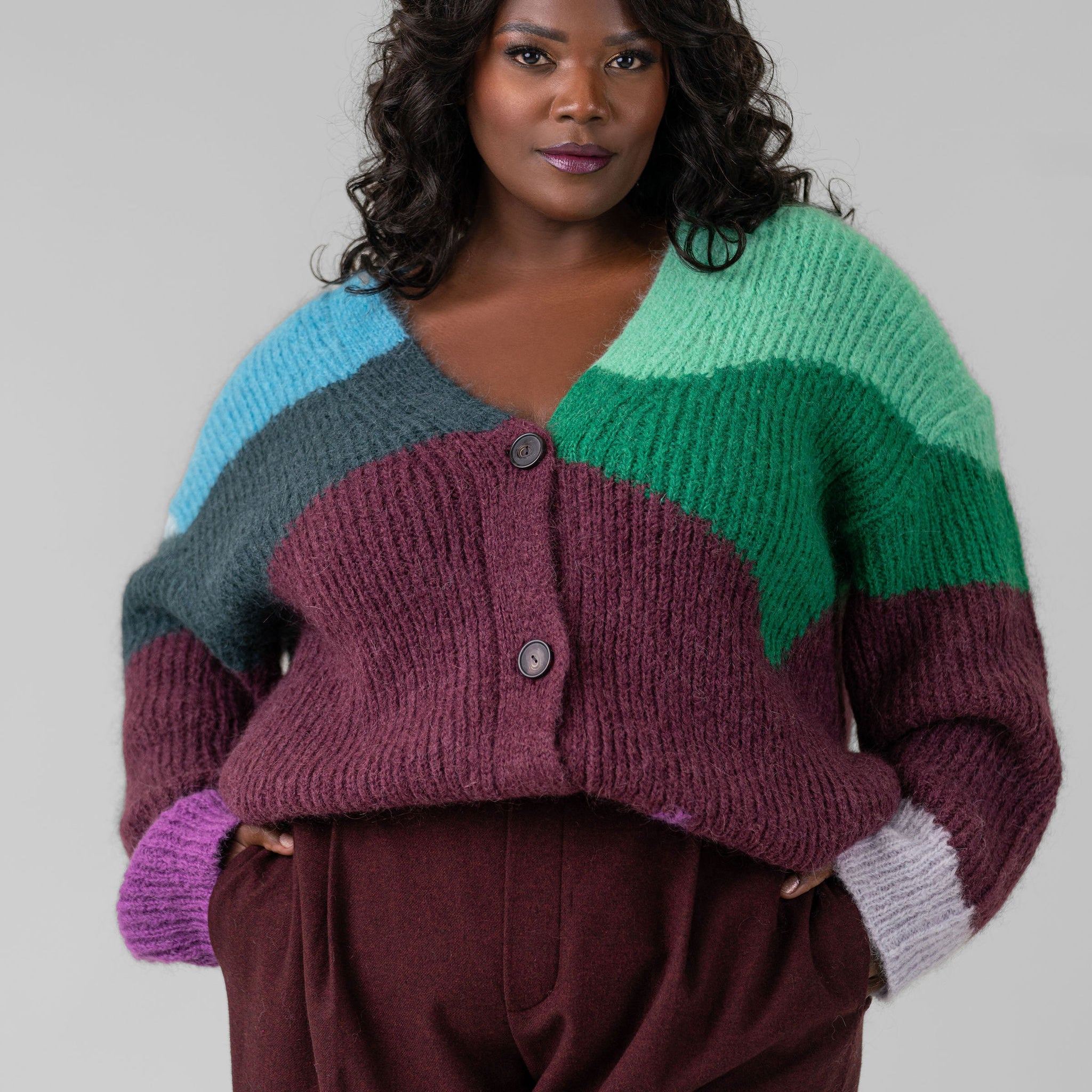 INTARSIA WAVE CARDIGAN plus-size - AMOUR781