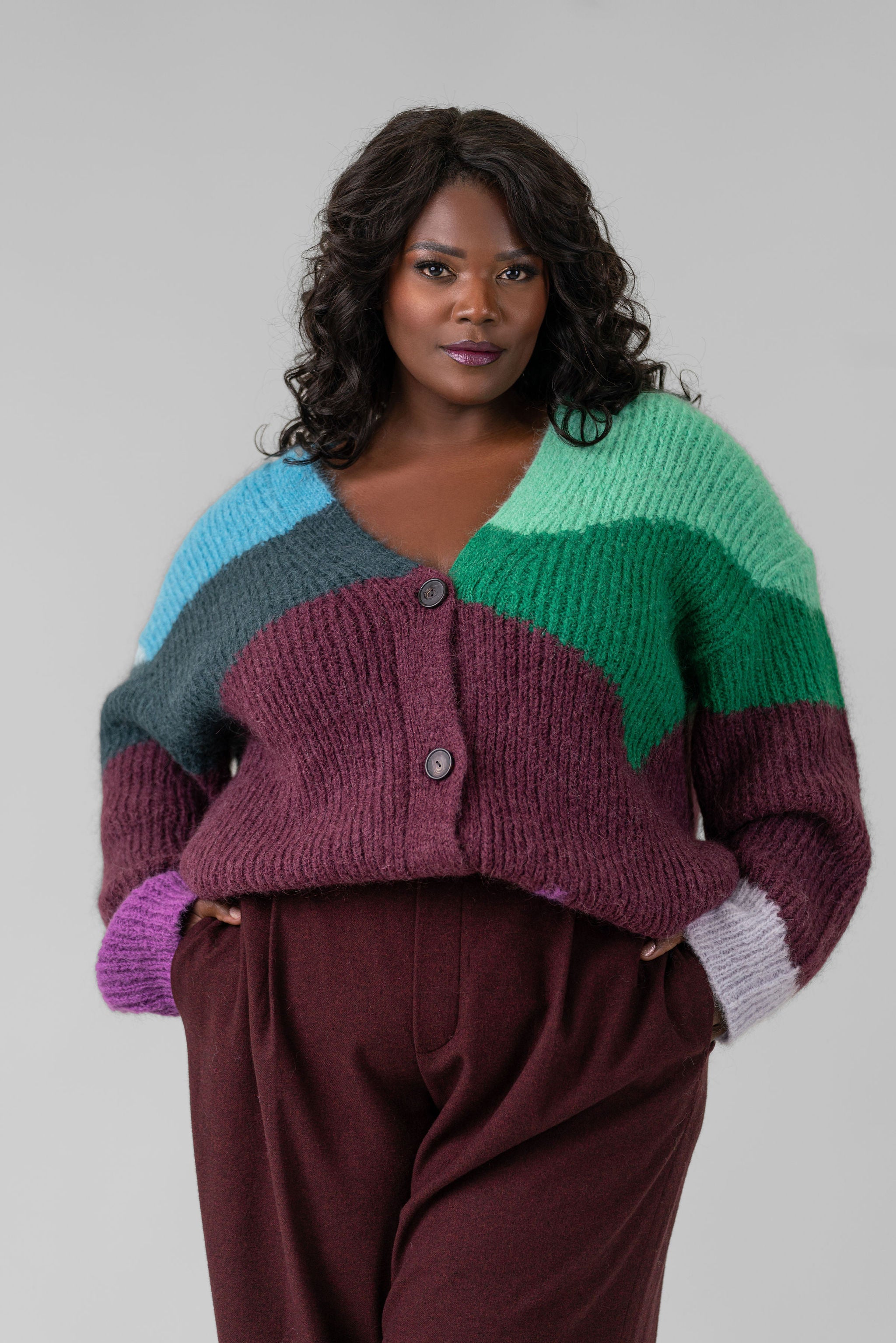 INTARSIA WAVE CARDIGAN plus-size - AMOUR781