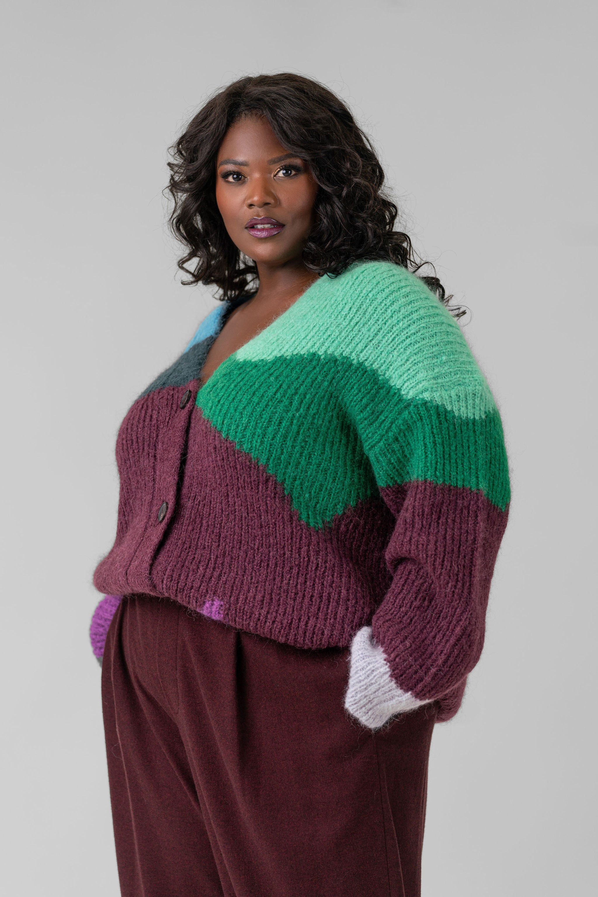INTARSIA WAVE CARDIGAN plus-size - AMOUR781