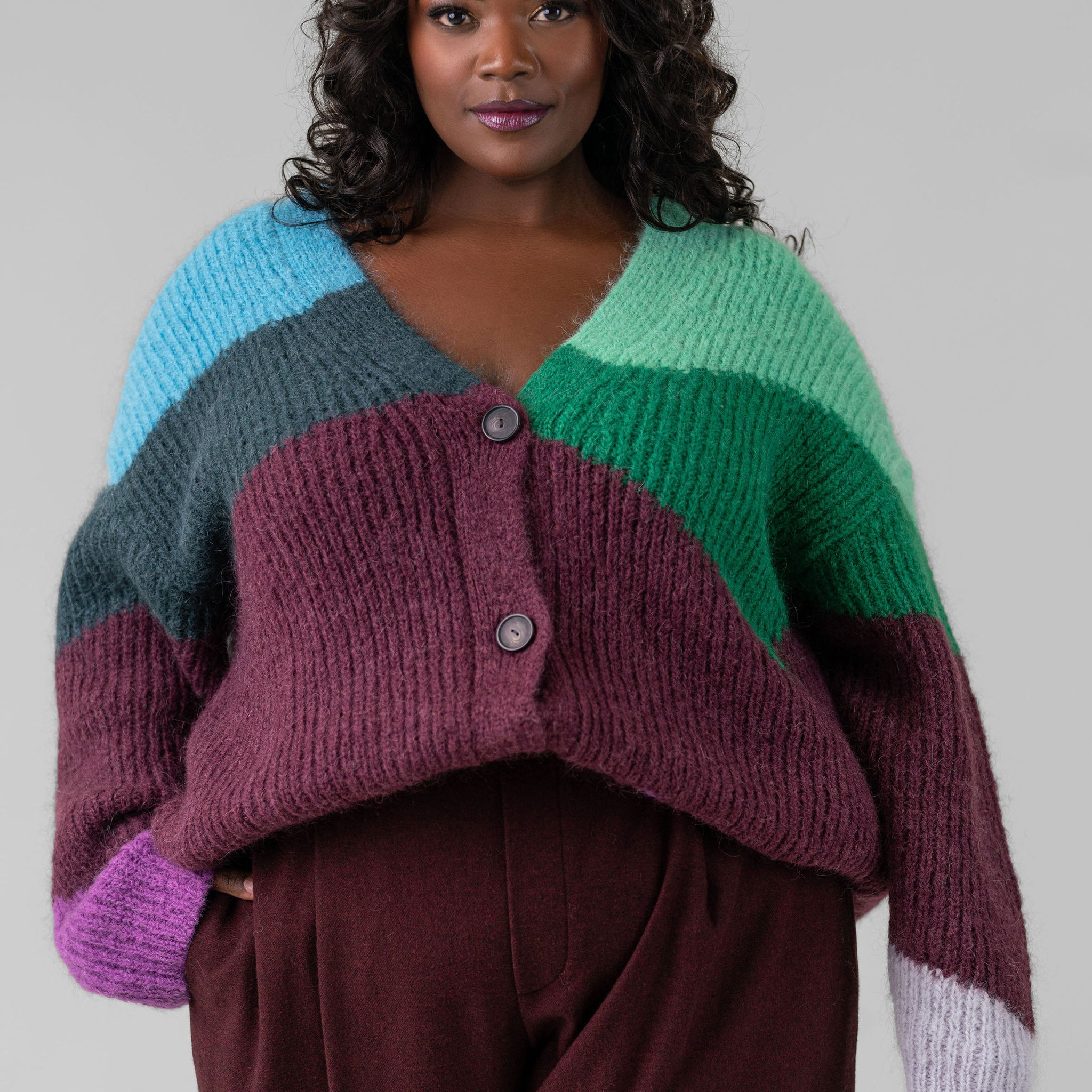 INTARSIA WAVE CARDIGAN plus-size - AMOUR781