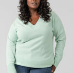 RIB TRIM V-NECK plus-size - AMOUR781