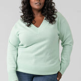 RIB TRIM V-NECK plus-size - AMOUR781