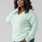 RIB TRIM V-NECK plus-size - AMOUR781