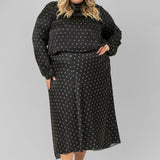 SUN DOT DRAPED SLIP SKIRT plus-size - AMOUR781