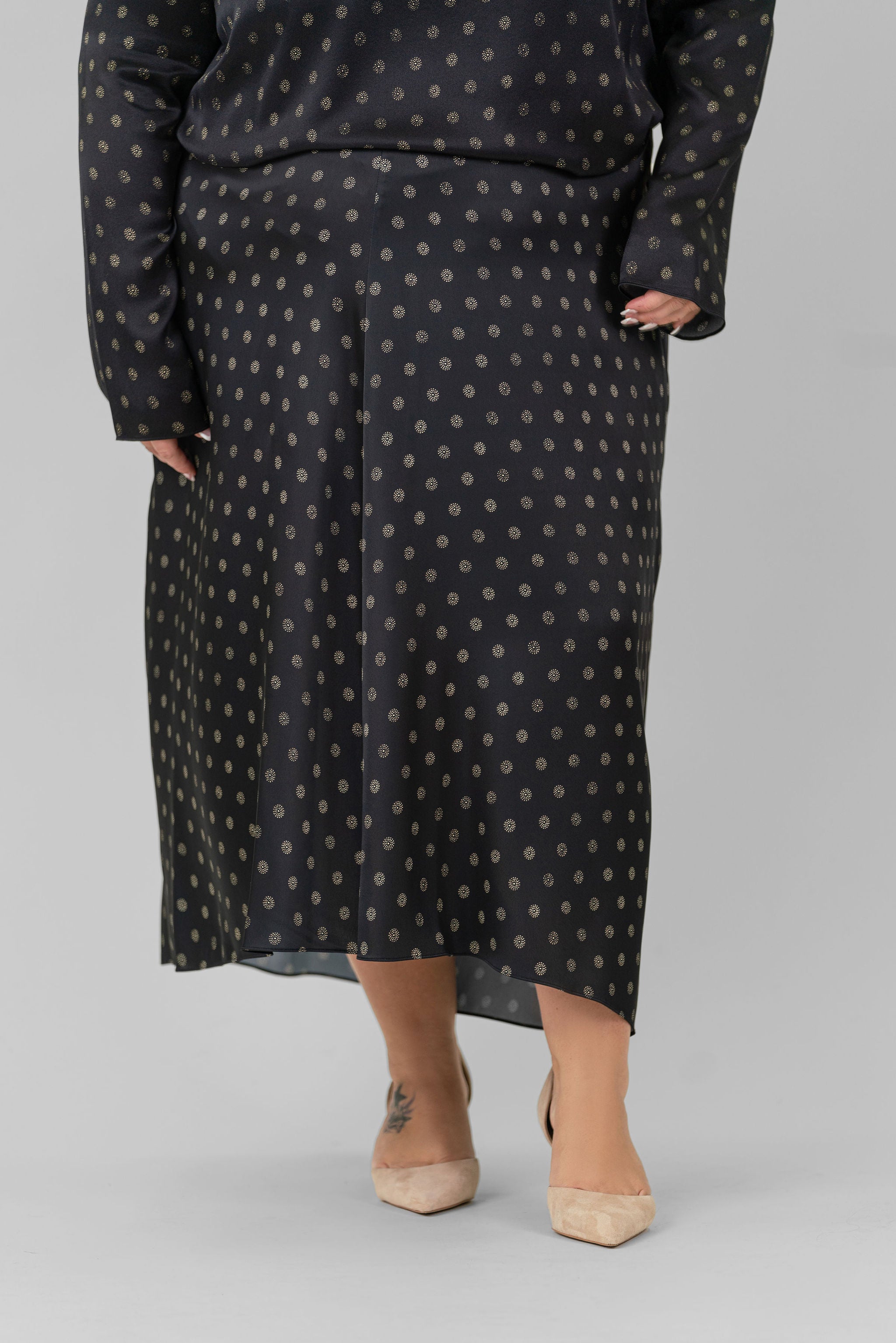 SUN DOT DRAPED SLIP SKIRT plus-size - AMOUR781