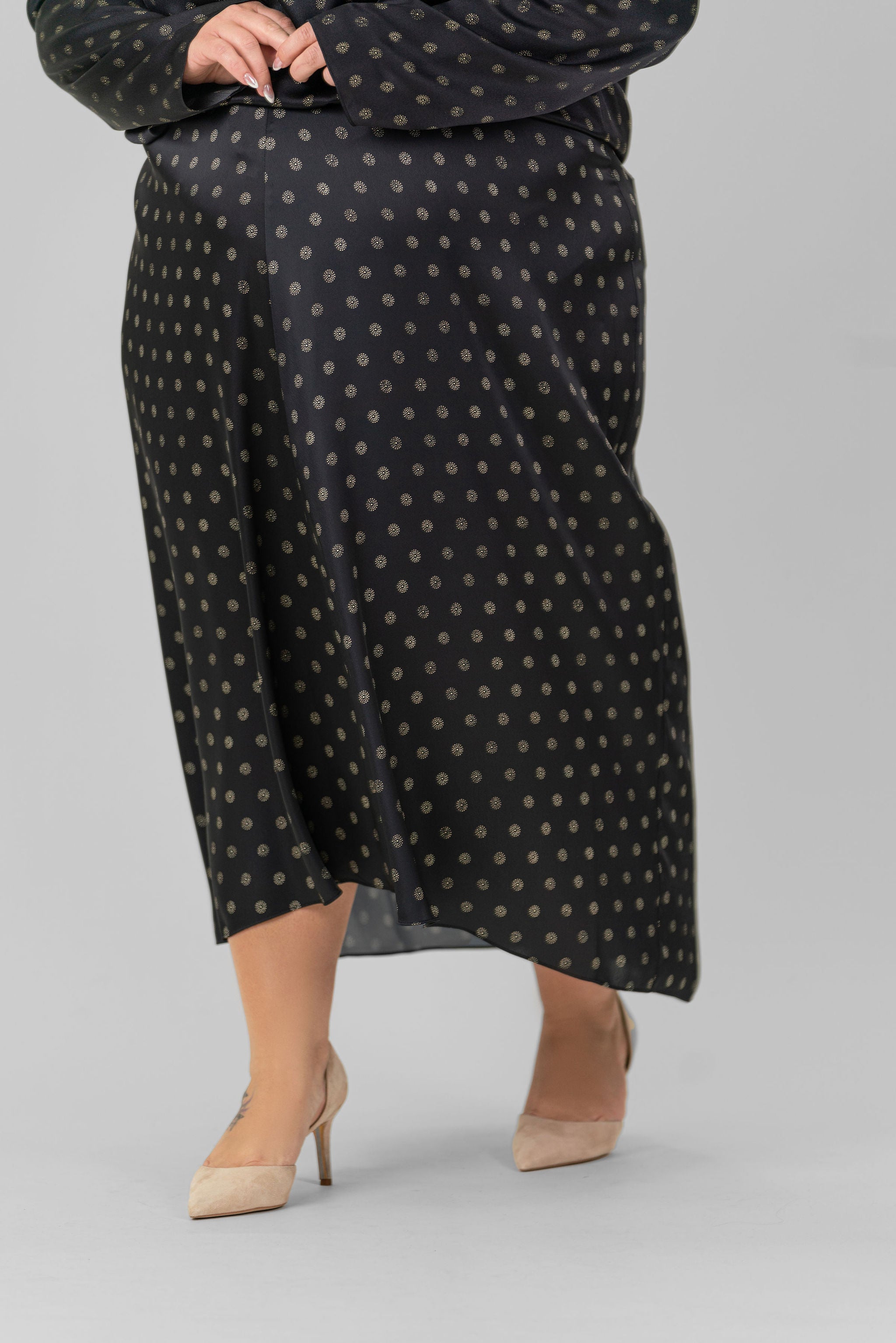 SUN DOT DRAPED SLIP SKIRT plus-size - AMOUR781