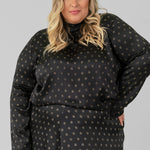 SUN DOT MOCK NECK BLOUSE plus-size - AMOUR781