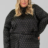 SUN DOT MOCK NECK BLOUSE plus-size - AMOUR781