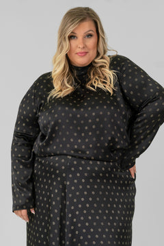 SUN DOT MOCK NECK BLOUSE plus-size - AMOUR781