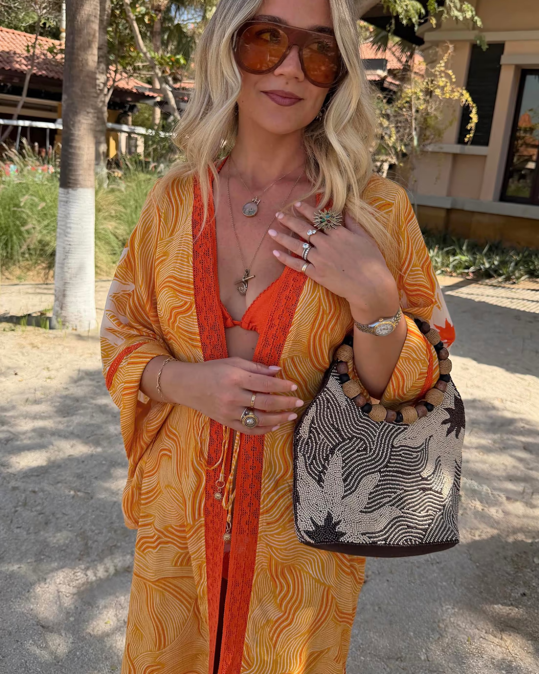 Yellow Sun Kimono with Beading plus-size - AMOUR781