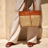 RATTAN CANE WEAVE TOTE BAG plus-size - AMOUR781
