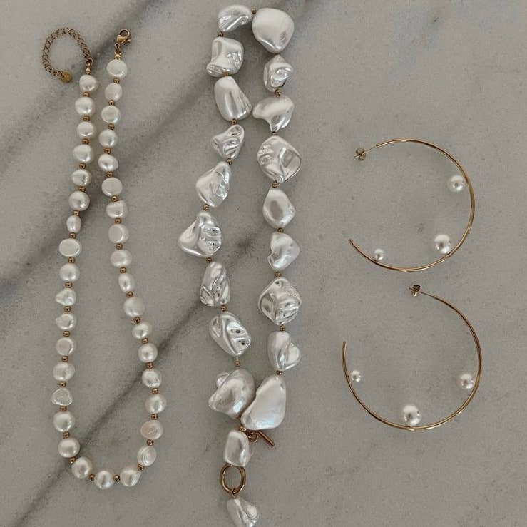 LARGE PEARL HOOPS plus-size - AMOUR781