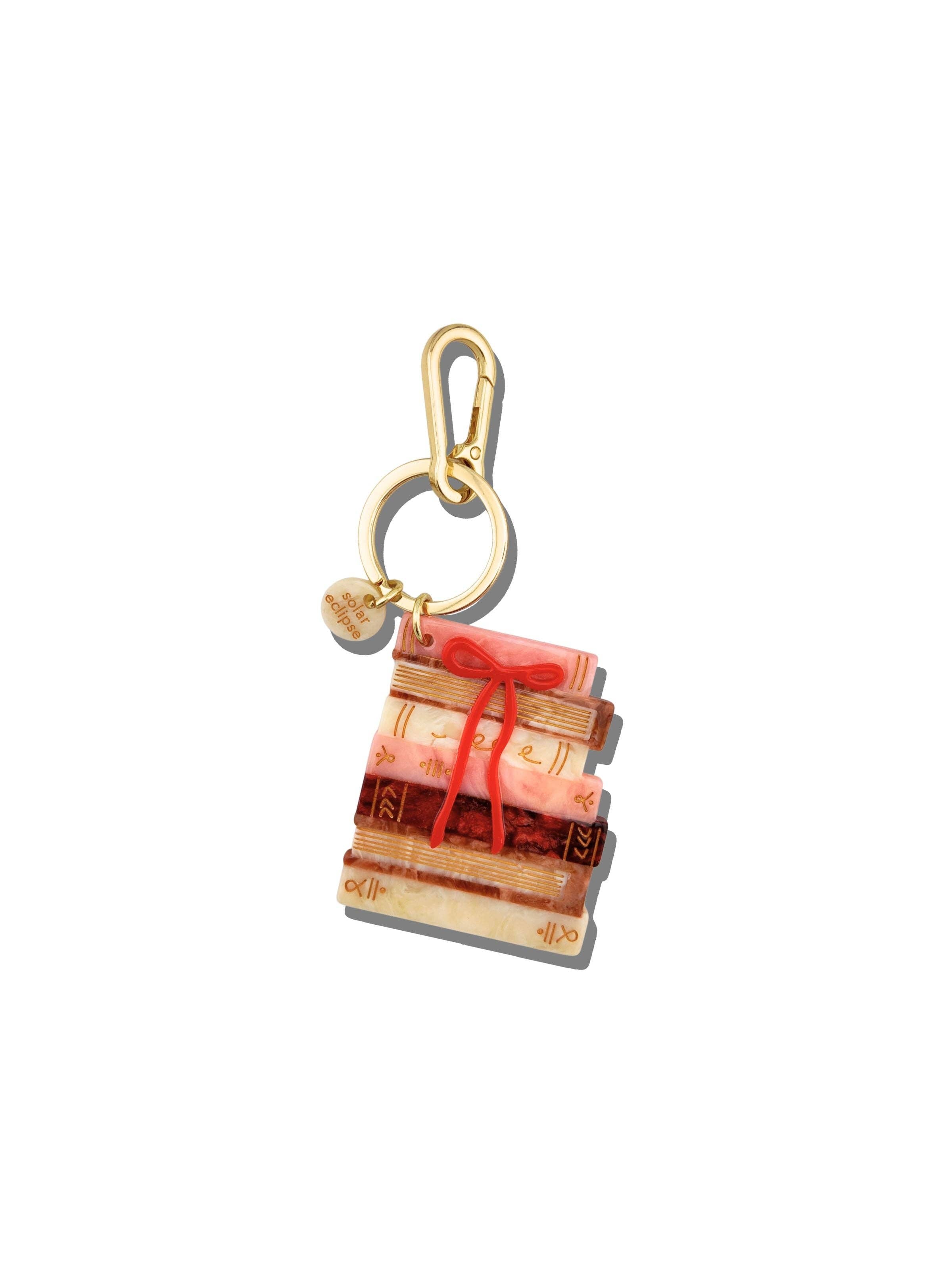 Hand-painted Bow Bookstack Bag Charm + Keychain plus-size - AMOUR781