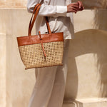 RATTAN CANE WEAVE TOTE BAG plus-size - AMOUR781