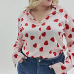 DARIA FRENCH CUFF SILK BLOUSE - Raspberry Heart plus-size - AMOUR781