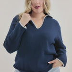 BLANKET STITCH GETAWAY SWEATER plus-size - AMOUR781