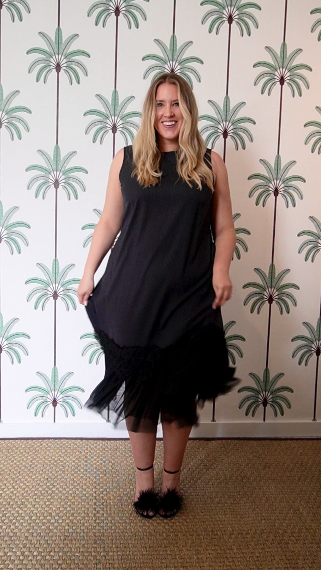 PINSTRIPE SHIFT DRESS WITH LACE HEM plus-size - AMOUR781