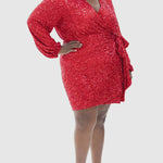 RED SEQUIN MINI VIENNA DRESS plus-size - AMOUR781