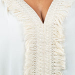 BLOUSE WITH FRINGES ON THE NECKLINE - AMOUR781
