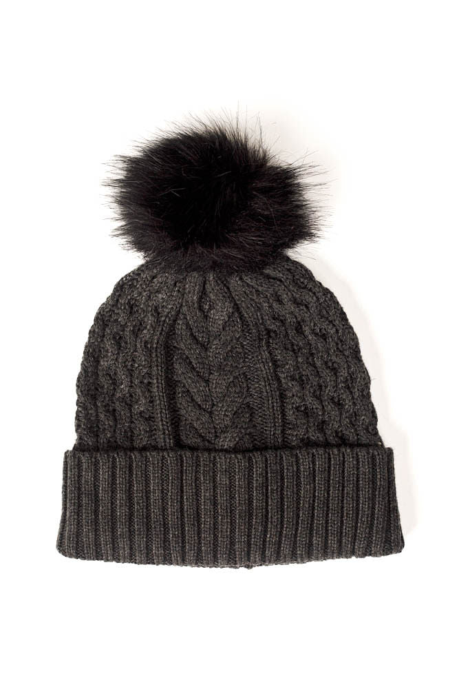 RECYCLED WISHBONE CABLE POM HAT plus-size - AMOUR781