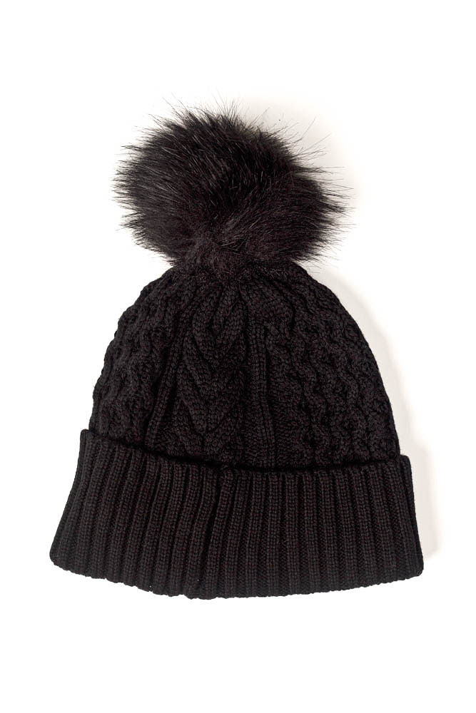 RECYCLED WISHBONE CABLE POM HAT plus-size - AMOUR781