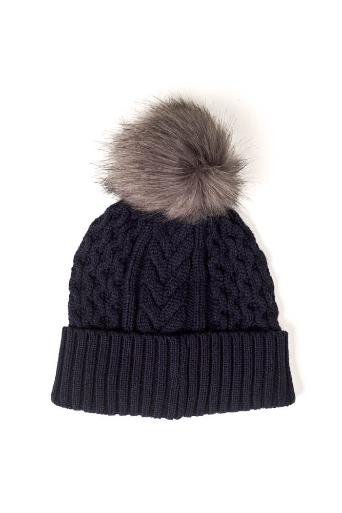 RECYCLED WISHBONE CABLE POM HAT plus-size - AMOUR781
