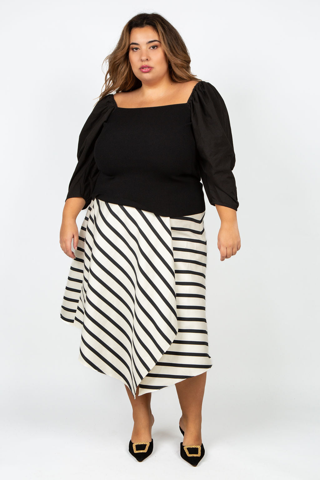 LEILA PUFF SLEEVE TOP plus-size - AMOUR781