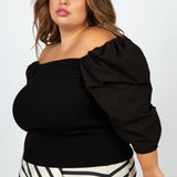 LEILA PUFF SLEEVE TOP plus-size - AMOUR781
