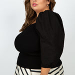 LEILA PUFF SLEEVE TOP plus-size - AMOUR781
