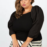 LEILA PUFF SLEEVE TOP plus-size - AMOUR781