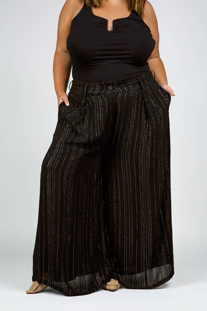 WIDE LEG TROUSER WITH GOLD AND SEQUIN - AMOUR781