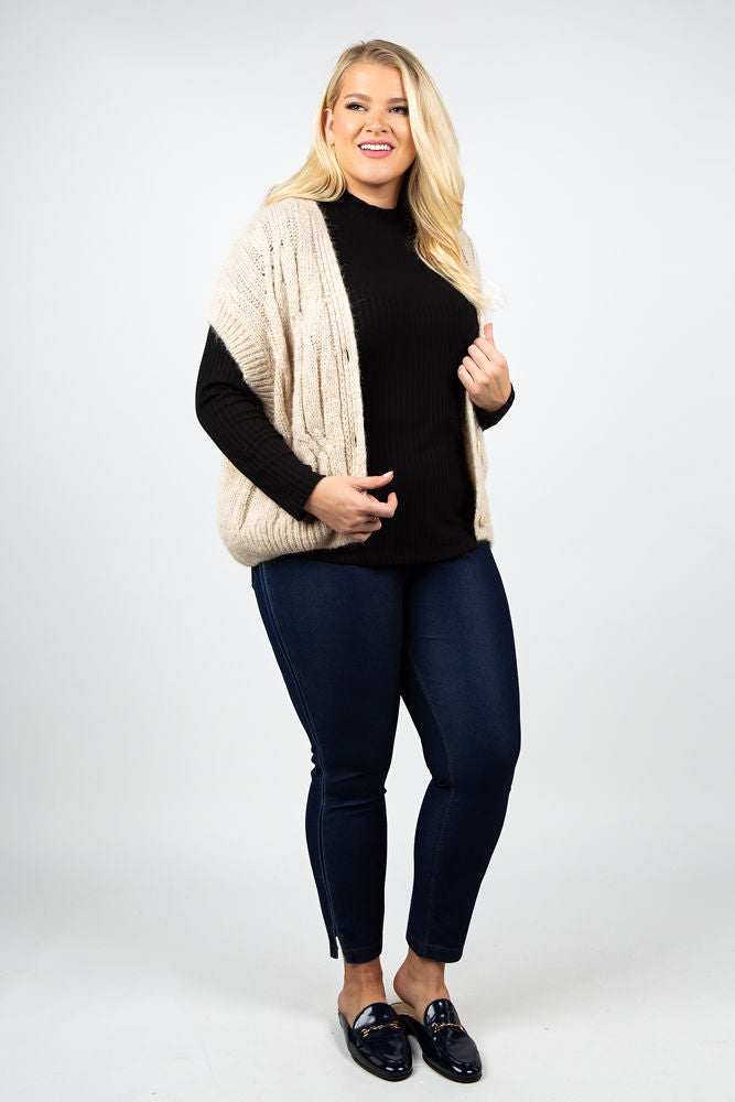 SLEEVELESS CARDIGAN AIRY ALPACA KNIT plus-size - AMOUR781