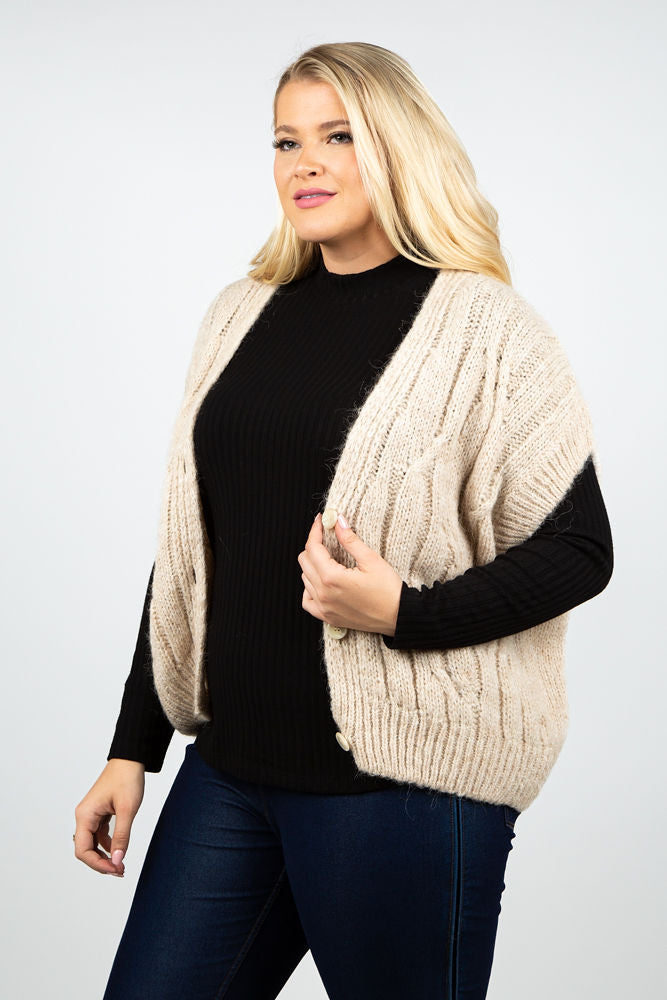 SLEEVELESS CARDIGAN AIRY ALPACA KNIT plus-size - AMOUR781