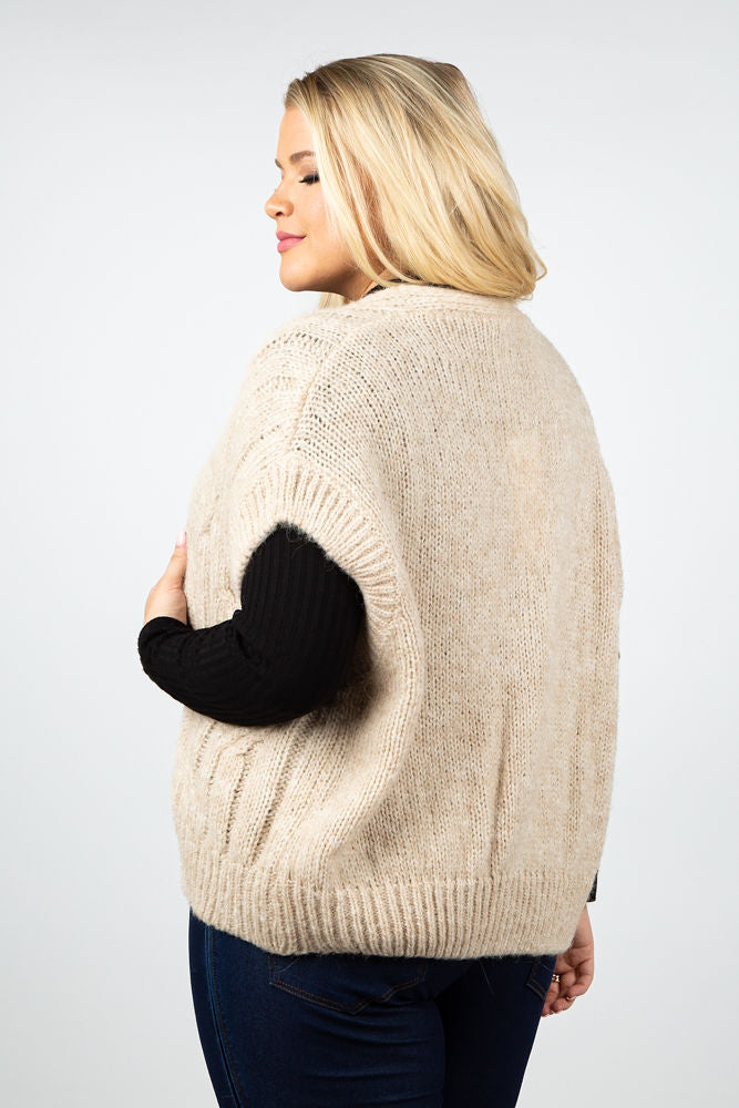 SLEEVELESS CARDIGAN AIRY ALPACA KNIT plus-size - AMOUR781