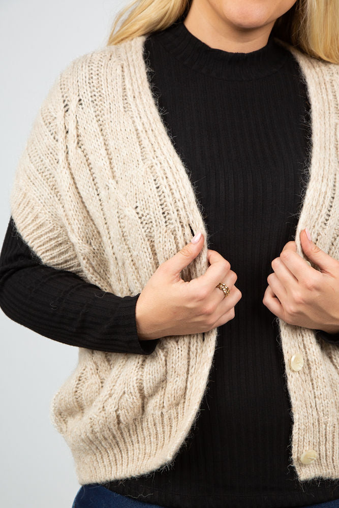 SLEEVELESS CARDIGAN AIRY ALPACA KNIT plus-size - AMOUR781
