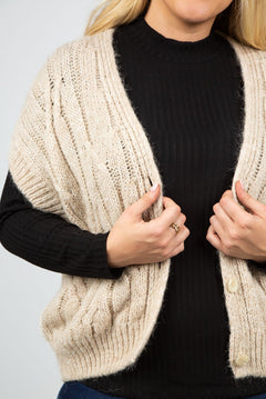 SLEEVELESS CARDIGAN AIRY ALPACA KNIT plus-size - AMOUR781