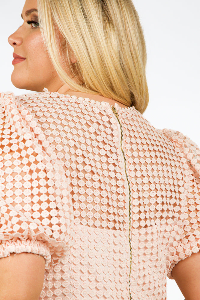 Imani Crochet Lace Dress Designed by Donna Morgan.