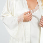 SATIN & LACE SHORT ROBE - AMOUR781