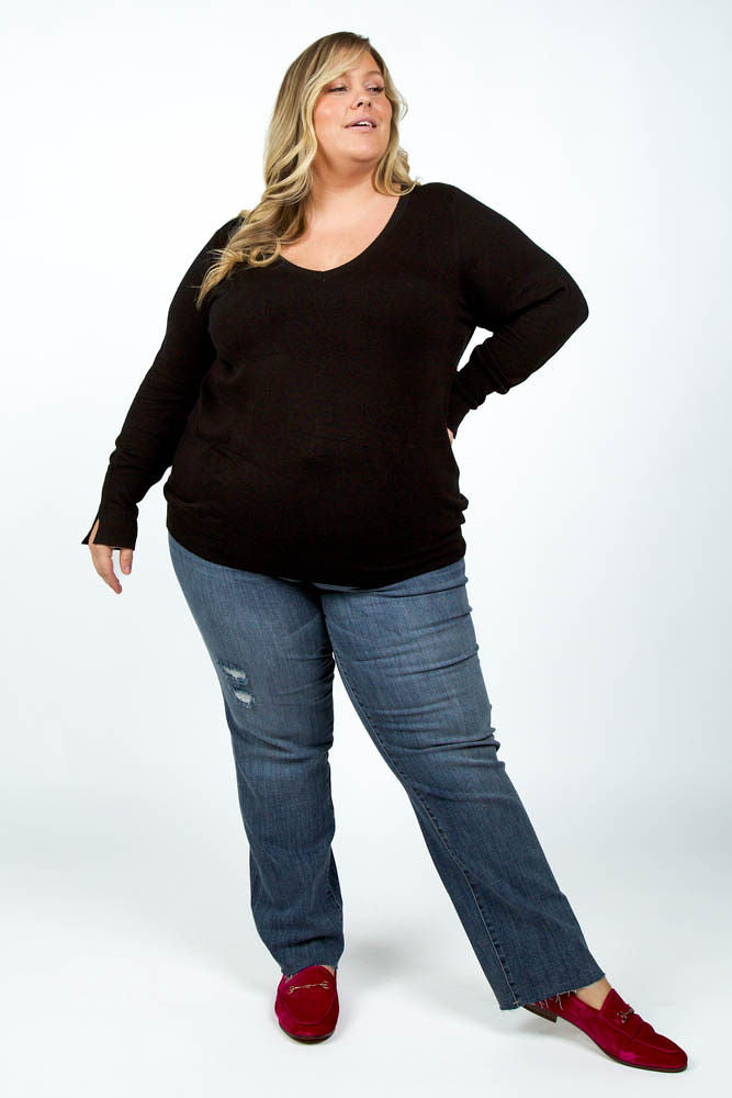 SPLIT CUFF SWEATER plus-size - AMOUR781