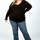 SPLIT CUFF SWEATER plus-size - AMOUR781