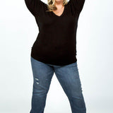 SPLIT CUFF SWEATER plus-size - AMOUR781