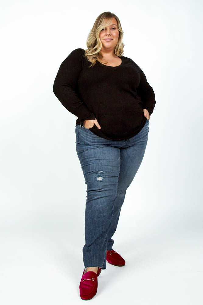 SPLIT CUFF SWEATER plus-size - AMOUR781