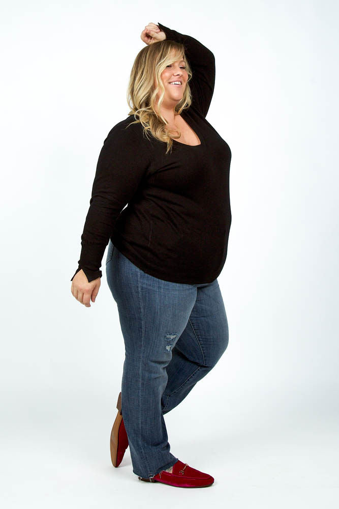 SPLIT CUFF SWEATER plus-size - AMOUR781