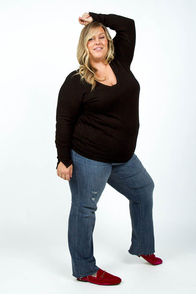 SPLIT CUFF SWEATER plus-size - AMOUR781