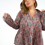 BERRY BLOOMS PLEATED BLOUSE plus-size - AMOUR781