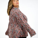 BERRY BLOOMS PLEATED BLOUSE plus-size - AMOUR781