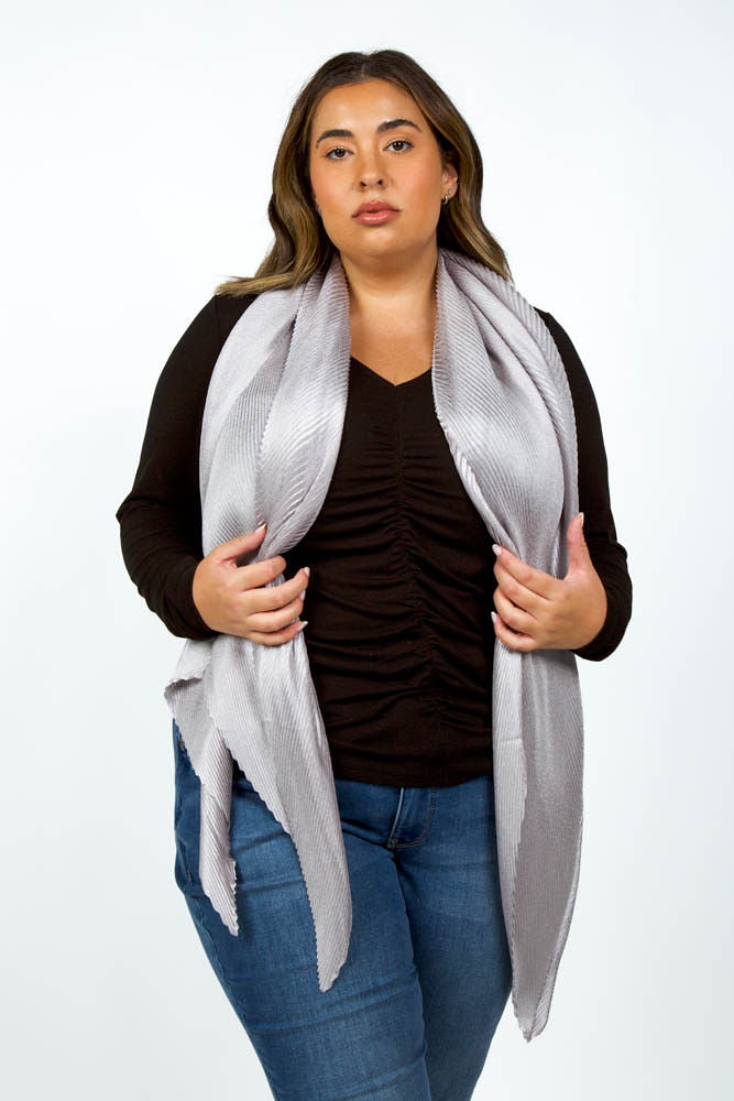 Pleated Radiance Wrap in Silver designed by Echo 