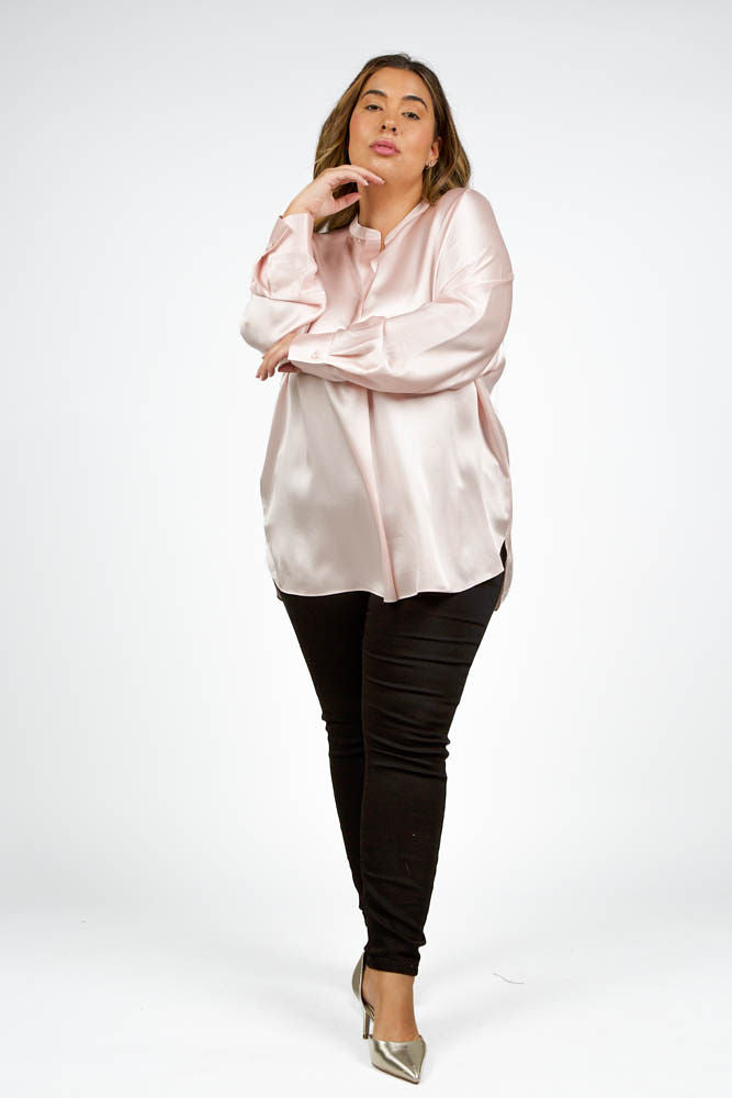 Silk Band Collar Long Sleeve Blouse  DESIGNED BY VINCE 