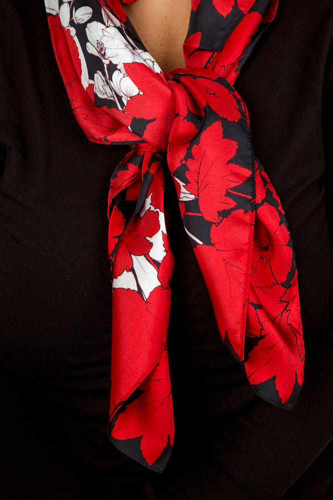 FLORAL FOREST SILK SQUARE SCARF - AMOUR781